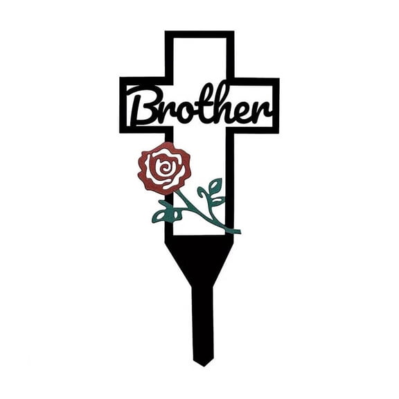 1PC Metal Cross Garden Stake Cemetery Memorial Cross Stake for Dad/Mom/Uncle, Cross Pile, Cemetery Decorations