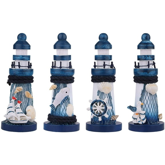 1PC Metal Handmade Craft Lighthouse Color Changing LED Night Light Lamp (Random color)