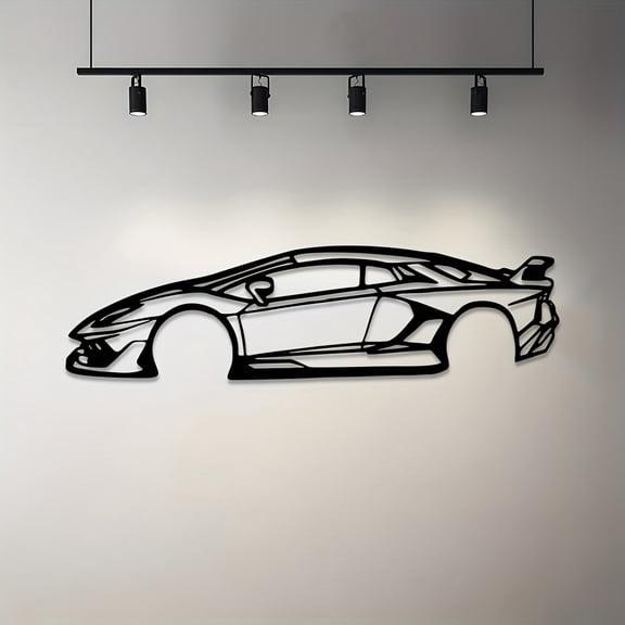 1PC Metal Racing Car Silhouette Wall Art - Modern Home Decor For Bedroom, Living Room, Patio - Car Lover Gift Idea, Automotive Decor, Garage Wall Decor - Unique Indoor Decoration For Men, Teens