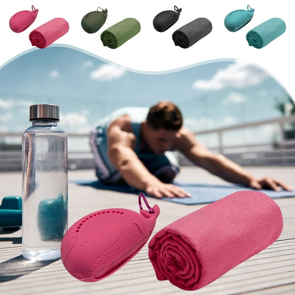 1PC Microfiber Travel Towel - 12x7x5cm, Quick Dry, Lightweight, Compact, Absorbent, Skin-Friendly, Hanging Loop, for Beach, Camping, Gym, Sports - Pink/Gray/Green/Blue