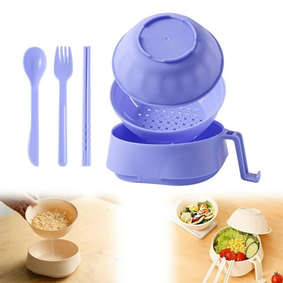 1PC Microwave Ramen Bowl, 38 oz Microwave Ramen Bowl with Lid, Ramen Noodles Bowl with Spoon Chopsticks Fork (Purple)