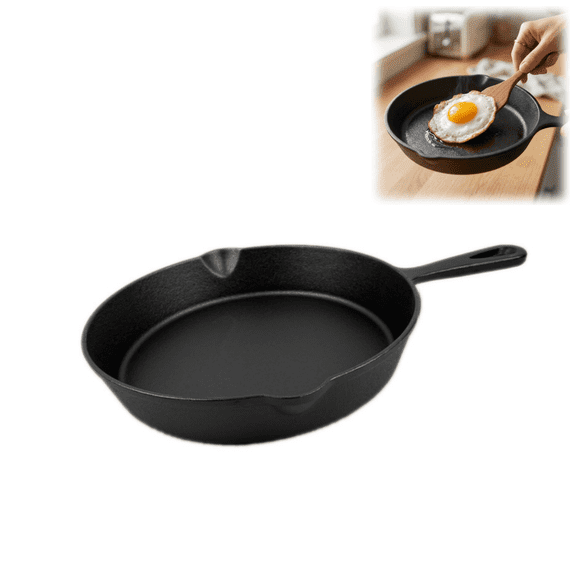 1PC Mini Cast Iron Skillet, PreSeasoned Small Frying Pan, Compact Flat Cookware for Egg Making Home Kitchen Cooking, Black
