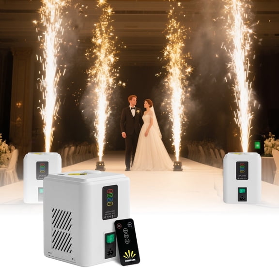 1PC 350W Mini Cold Spark Machine, 2-3.5m Fountain Effect Portable Device with Auto Safety Cutoff - for Stage Wedding Party Events (1 Unit White +10*50g PCS Consumables)