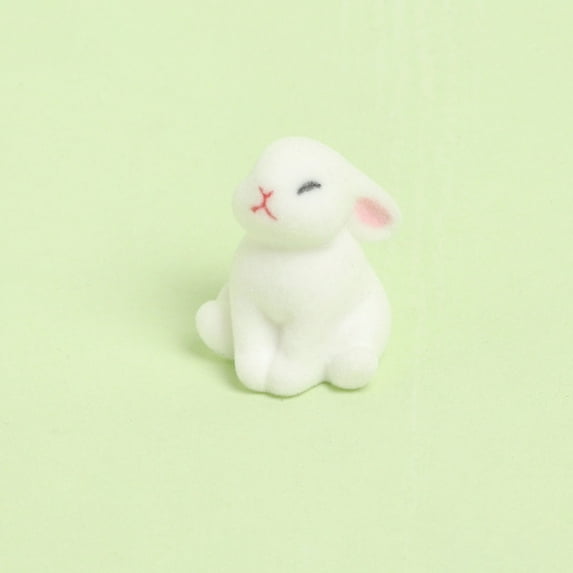1PC Mini Flocked Easter Bunny Decorations, Cute Mini Easter Bunny Figures, Miniature Rabbit for Landscape Ornaments, Party Favors Gifts Home Office Table Decor