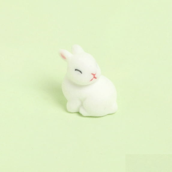 1PC Mini Flocked Easter Bunny Decorations, Cute Mini Easter Bunny Figures, Miniature Rabbit for Landscape Ornaments, Party Favors Gifts Home Office Table Decor