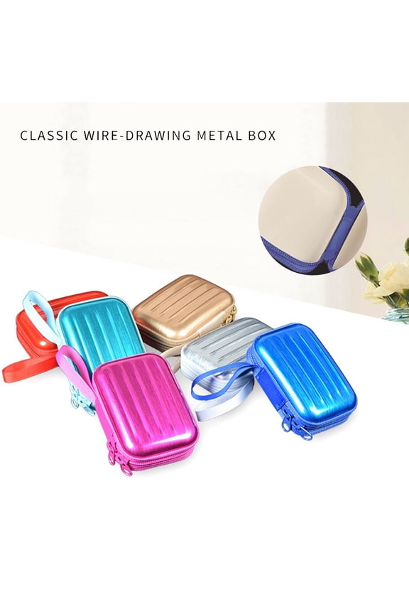 1PC Mini Hard Shell Travel Case, Portable Carry-on Luggage Style Organizer Bag for Electronics, Cosmetics, or Accessories, Lightweight & Durable, 3.78" x 2.7" x 1.77",Gold