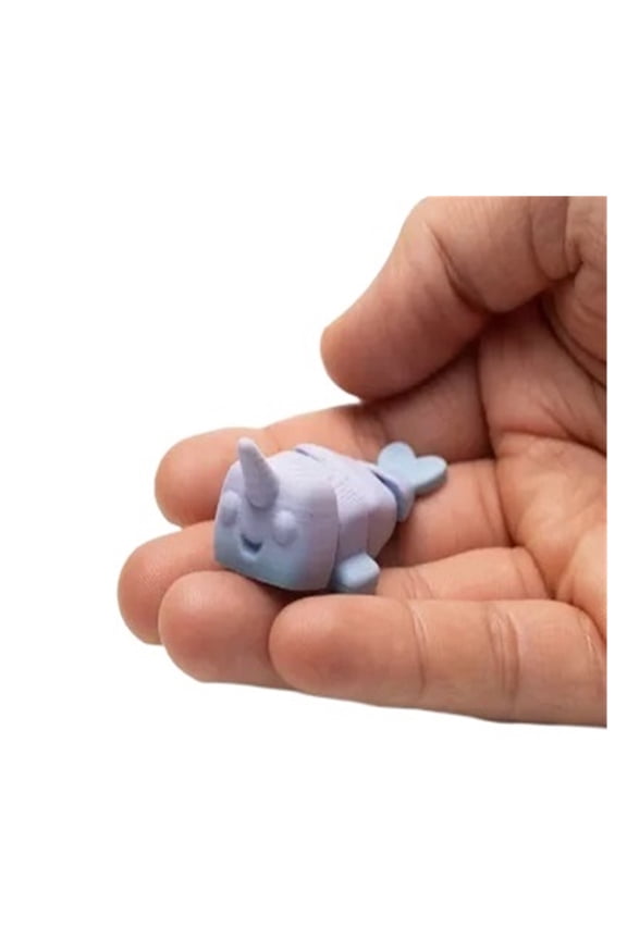 1PC Mini Narwhal - 3D printed with movable joints and key chain