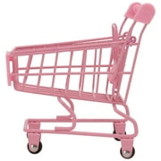 1PC Mini Shopping Cart Trolly Desktop Storage Basket Holder Photo Props - Size S (Wheel Color Random)