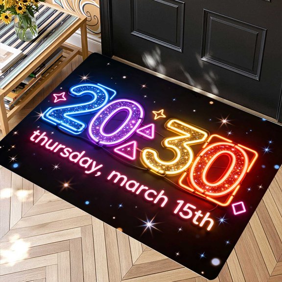 1PC Mixed Date Symbol 20:30 Time Thursday March 15th Printed Soft Fluffy Absorbent Bath Mat, Non Slip Bath Rug Machine Washable Mat, Decor Kitchen Rug for Entryway, Xmas Halloween Home Decor Gift