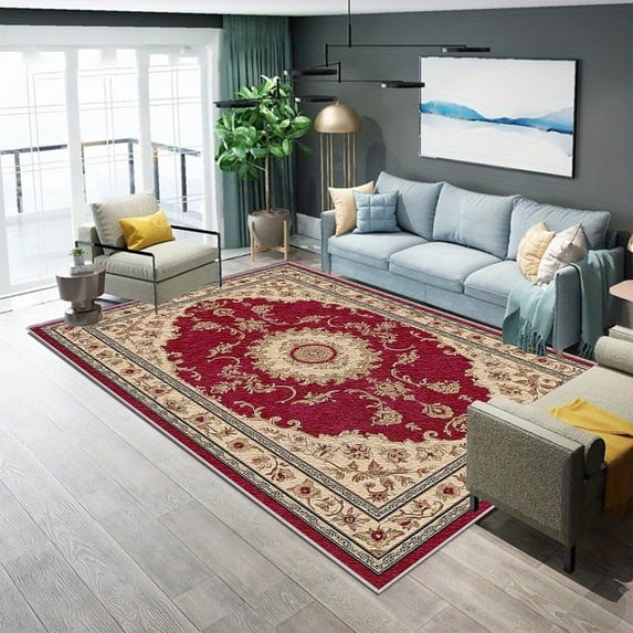 1PC Oriental Style Area Rug Local Carpet, Lightweight Washable Easy-to-Tidy Carpet Mat Festival Gift, Suitable for Living Room, Bedroom, Dining Room, Office, Foyer, Room Accessones