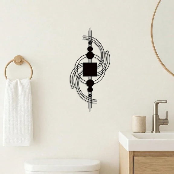 1PC Modern Geometric Metal Wall Art - Circular & Square Abstract Wall Sculpture - Minimalist Home Decor For Living Room, Bedroom, Bathroom, Kitchen - Housewarming Gift, Room Decor