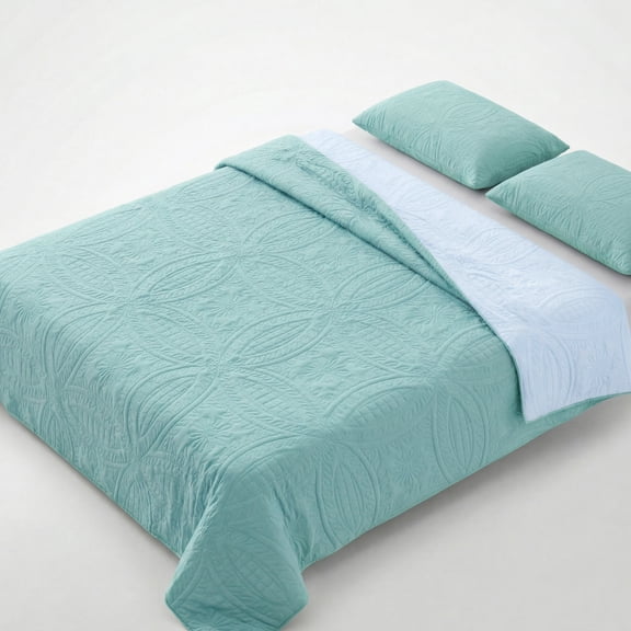 1PC Modern Geometric Quilt Bedding, Reversible Quilted Bedspread, Ultra-Soft for Year-Round Use, Guest Room Friendly(Light Green,Toddler Size)