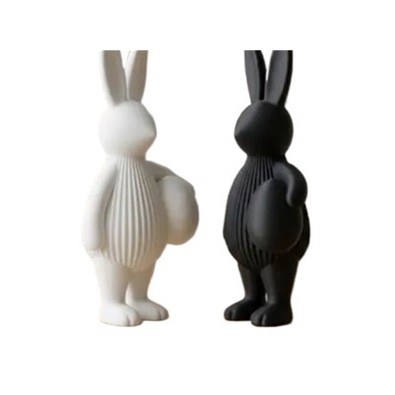 1PC Modern Ribbed Bunny Minimalist Easter Decor 3D Printed Gift