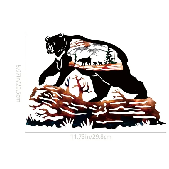 1pc Trees Personality Black Bear Animal Decoration Metal Decor Bear Metal Wall Art, for Living Room Metal Decor Art Home Decor