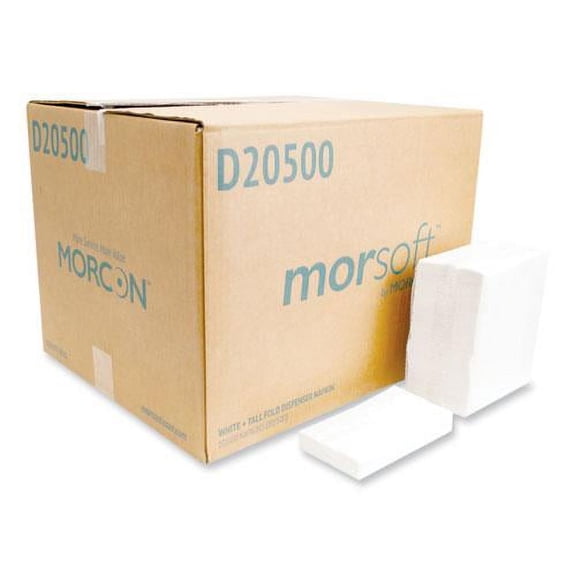 1PC Morcon Tissue Morsoft Dispenser Napkins, 1-Ply, 6 x 13.5, White, 500/Pack, 20 Packs/Carton