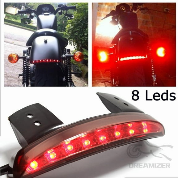 1PC Motorcycle Tail Light Chopped Rear Fender Edge LED Brake Light License Plate Light Stop Running Light for Har*ley Sport-ster XL 883N 1200N XL1200V XL1200X (Red Shell)