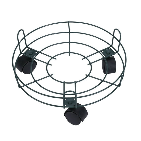 1PC Movable Flowerpot Tray Large Flowerpot Storage Rack Sturdy Metal Flowerpot Tray with Idler Wheels for Use Olive Green Size L