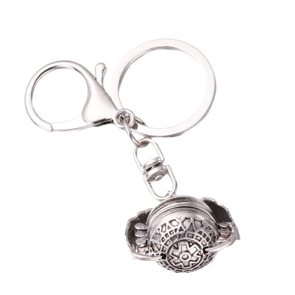 1PC Multi-layer Photo Pendant Keychain Openable Ball Shaped Locket Hanging Ornament Key Ring (Grey)