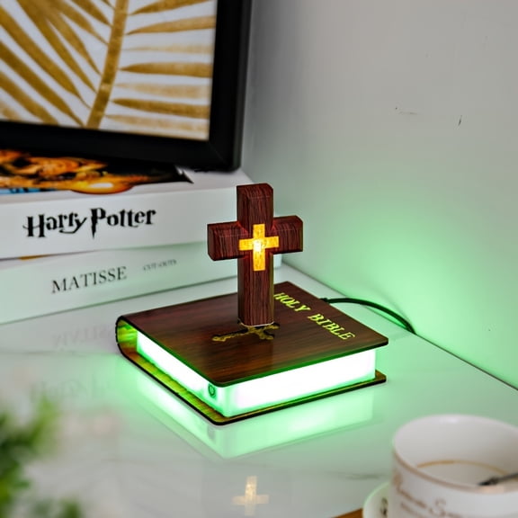 1PC Multicolor Luminous Floating Cross LED Night Light, ideal decor for bedroom, weddings and holidays, thoughtful religious holiday gift