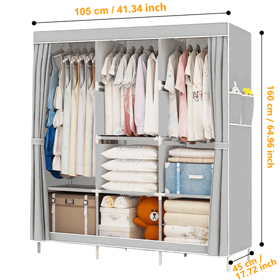 1PC Multifunctional Simple Wardrobe, Fabric Cabinet, organizing Cabinet, Metal Frame, Steel Pipe Reinforcement, Portable and Foldable, dust-Proof Storage, Portable Wardrobe