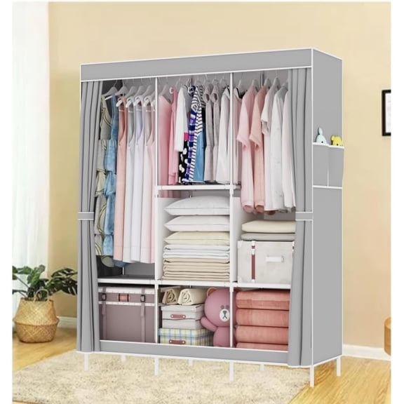 1PC Multifunctional Simple Wardrobe, Fabric Cabinet, organizing Cabinet, Metal Frame, Steel Pipe Reinforcement, Portable and Foldable, dust-Proof Storage, Portable Wardrobe