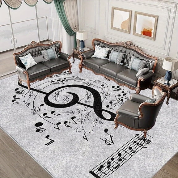1PC Music-themed Area Carpet Partial Carpet, Lightweight Washable Easy-to-Manage Carpet Mat Festival Gift, Suitable for Living Room, Bedroom, Office, Bathroom, Balcony, Room Accessones