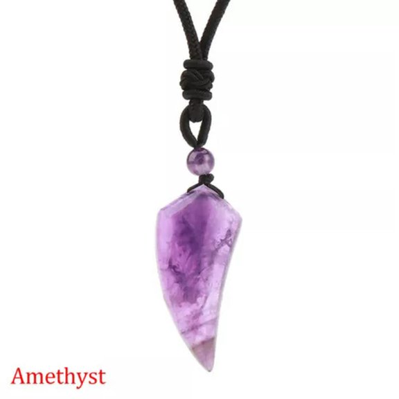 1PC Natural Crystal Wolf Tooth Necklace Chakra Stone Pendant Bead Amulet Jewelry