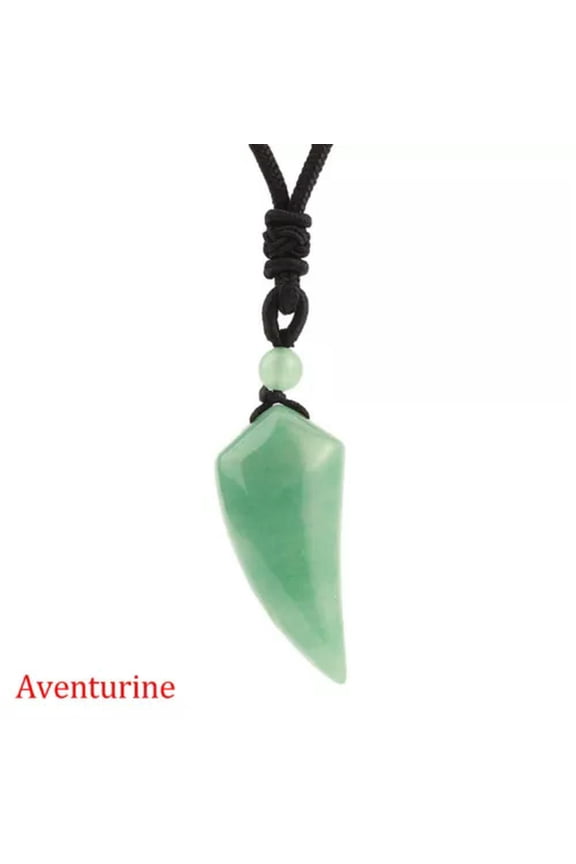 1PC Natural Crystal Wolf Tooth Necklace Chakra Stone Pendant Bead Amulet Jewelry