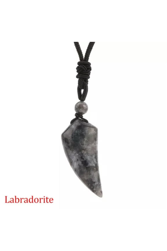 1PC Natural Crystal Wolf Tooth Necklace Chakra Stone Pendant Bead Amulet Jewelry