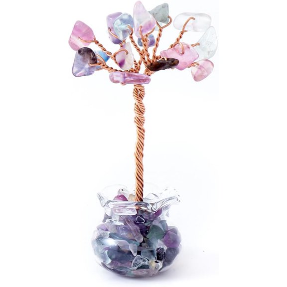 1PC Natural Fluorite Crystal Macadam Small Tree Reiki Healing Feng Shui Gem Crystal Tree Artificial Bonsai Tabletop Ornaments