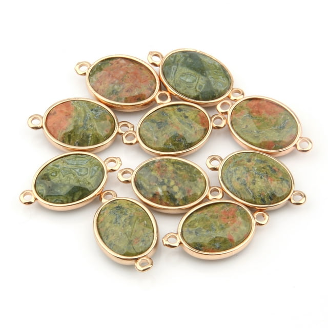 1PC Natural Stone Exquisite Connector Crystal Agate Egg Shaped Faceted