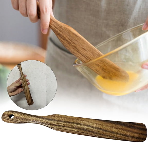 1PC Natural Wooden Jam & Butter Spreader, Multi-Purpose Wood Spurtle for Sourdough Starter, Jar Scraping, and Non-Stick Cookware, Durable Kitchen Utensil