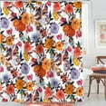 thumbnail image 1 of 1PC, Neasow Boho Floral Shower Curtains for Bathroom, Colorful Fabric Blossom Shower Curtain Set with 12 Hooks, Multi Red, 1 of 3