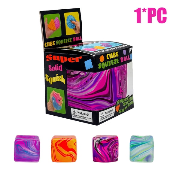 1PC Neeoh Square Squeeze Sensory Toys, Nice Cube Toy, Ages 3+ (Pink)