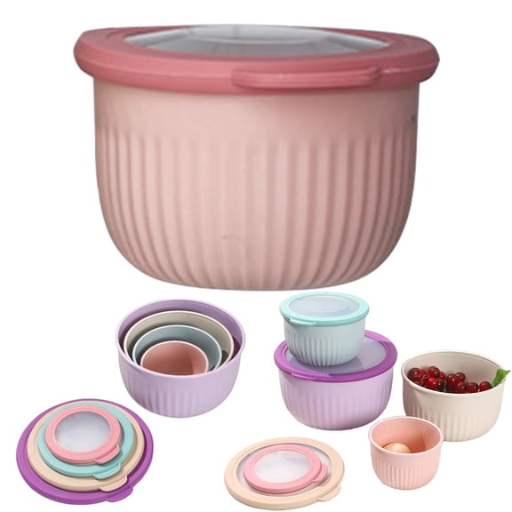 1PC Nesting Plastic Prep Bowls with Airtight Lids, Wide and Deep Mixing Bowl for Baking, Food Prep, Serving and Countertop Storage, Household Kitchen Supplies