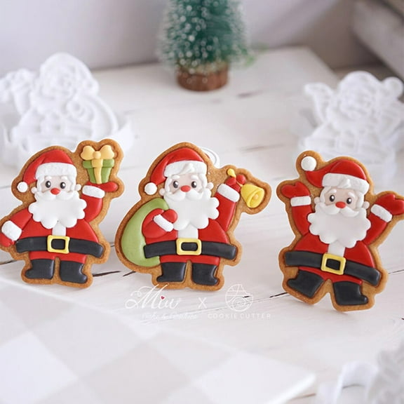 1PC New Santa Claus Cookie Mould Classic Christmas Biscuit Mould Santa Rattle Tumbler Hand Pressed Mold Baking Mould