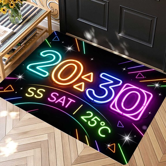 1PC Night Time Digital Gauge Number Saturday Printed Soft Fluffy Absorbent Bath Mat,Memory Foam Mat Washable Non Slip Bath Rug, Decor Kitchen Rug for Front Door,Holiday Decor Gift