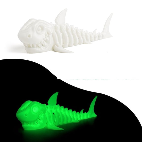 1PC Noctilucent 19CM 3D printed shark figurine with movable joints