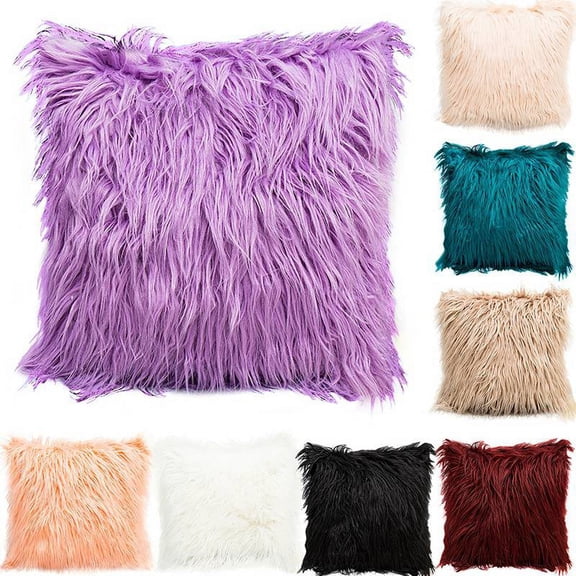 1PC Nordic Posh Style Home Decor Super Soft Plush Mongolian Faux Fur Throw Pillow Cover Cushion Case Pillowcase Square Multi Colors 18