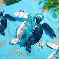 Ocean Series Sea Turtle Metal Wall Art Tropical Beach Themed Home Decor, 1 Count