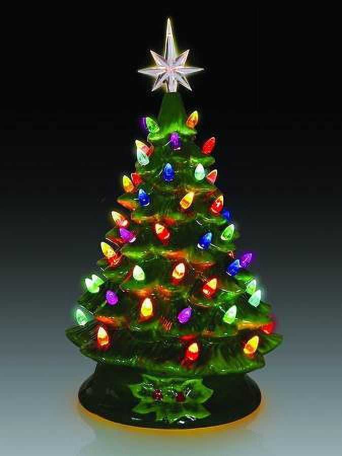 1PC Opportunities Lighted Tabletop Ceramic Christmas Tree With