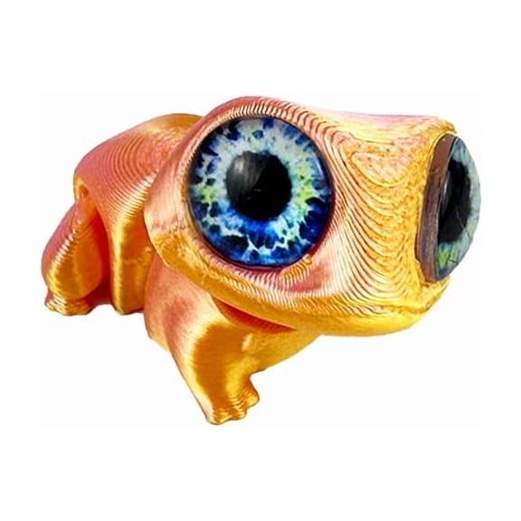 1PC Orange Golden 4.6CM 3D Printed Big-eyed Frog Animal Figurine, Exquisitely Printed Gecko Frog