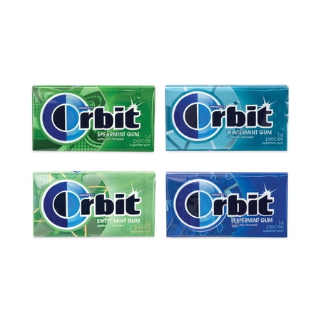 1PC Orbit Sugar-Free Chewing Gum Variety Box, Four Mint Flavors, 14 Pieces/Pack, 18 Packs/Carton, Ships in 1-3 Business Days