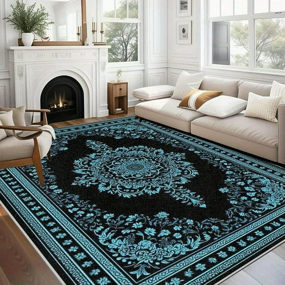 1PC Ornate Region Carpet Local Carpet, Lightweight Washable Easy-to-Manage Carpet Floor Mat Festival Gift, Suitable for Living Room, Bedroom, Dining Room, Office, Balcony, Room Accessones
