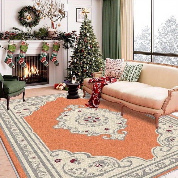 1PC Ornate Region Carpet Local Carpet, Lightweight Washable Easy-to-Tidy Carpet Floor Mat Festival Gift, Suitable for Living Room, Bedroom, Hallway, Balcony, Office, Room Accessones