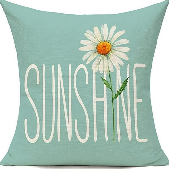 1PC Outdoor Throw Pillow Covers 18x18inch, Spring Summer Decorative Cushion Cases, Home Decor Decorations for Patio Couch Chair Sofa, Daisy Floral Gnomes