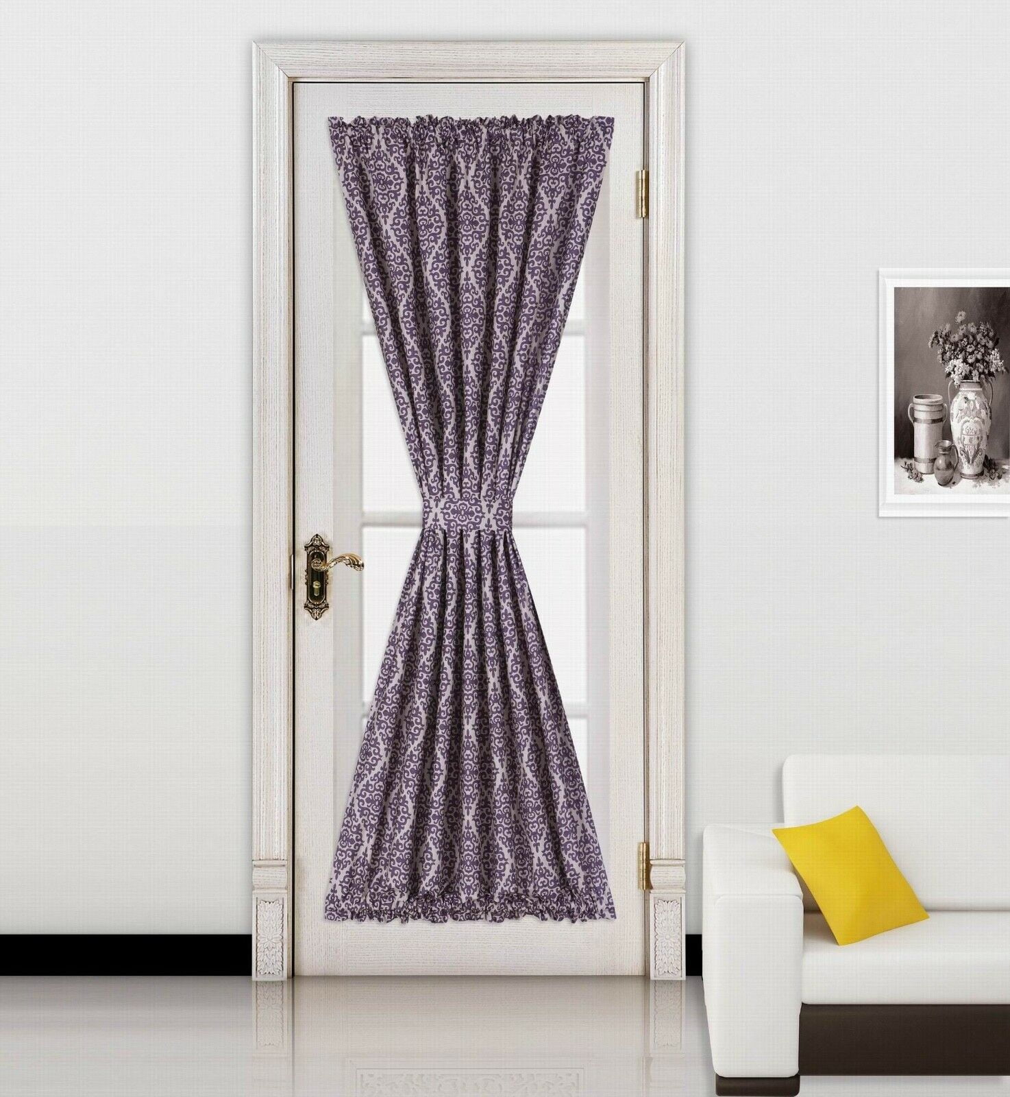1PC FRENCH DOOR PRINT DESIGN PANEL BLACKOUT CURTAIN THERMAL LINEN GLASS