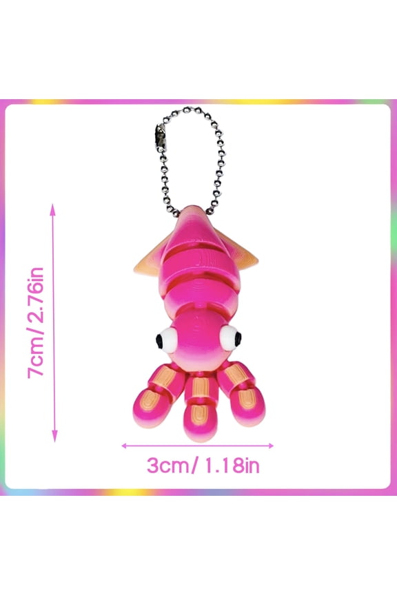 1PC PINK 7CM 3D printed octopus and squid keychains, backpacks, car pendants, ornaments, and gifts