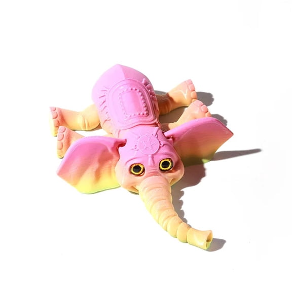 1PC PLA 3D Printed Elephant Model Multi-jointed Movable Elephant Action Figurine Solid Color Articulated Desktop Animal Figurine