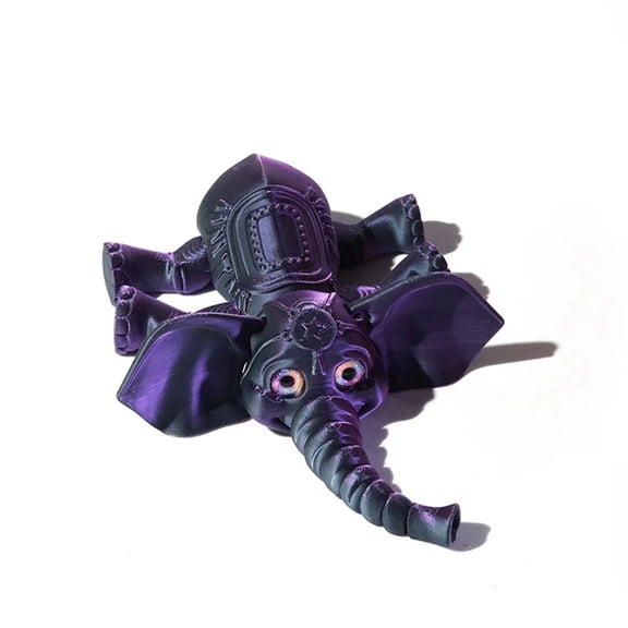 1PC PLA 3D Printed Elephant Model Multi-jointed Movable Elephant Action Figurine Solid Color Articulated Desktop Animal Figurine